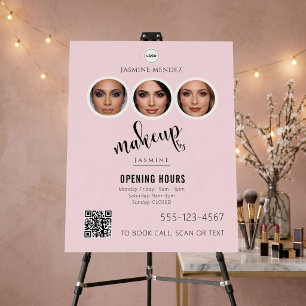 Makeup Studio QR Code Photo Collage Salon Display Foam Board