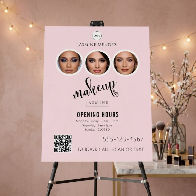 Makeup Studio QR Code Photo Collage Salon Display Foam Board (Creator Uploaded)