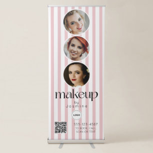 Makeup Studio QR Code Photo Collage Salon Display Retractable Banner