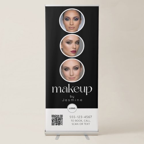 Makeup Studio QR Code Photo Collage Salon Display Retractable Banner
