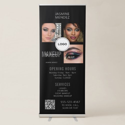 Makeup Studio QR Code Photo Collage Salon Display Retractable Banner