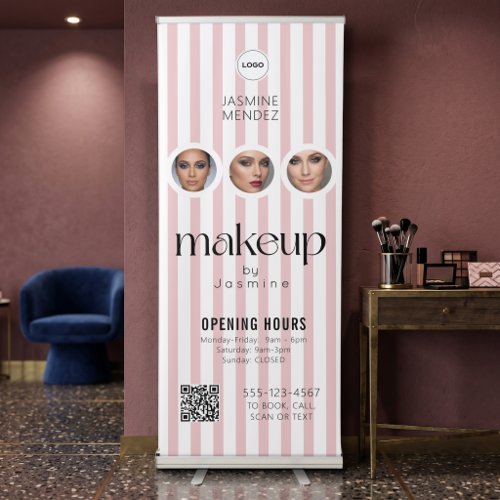 Makeup Studio QR Code Photo Collage Salon Display Retractable Banner