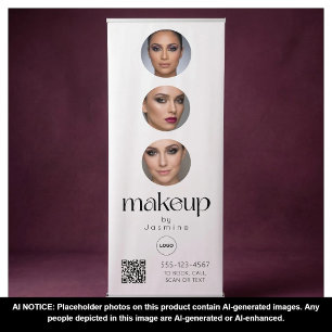Makeup Studio QR Code Photo Collage Salon Display Retractable Banner