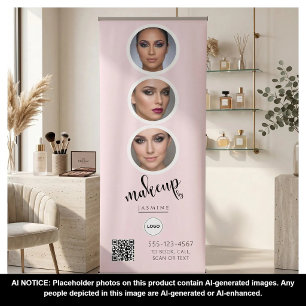 Makeup Studio QR Code Photo Collage Salon Display Retractable Banner