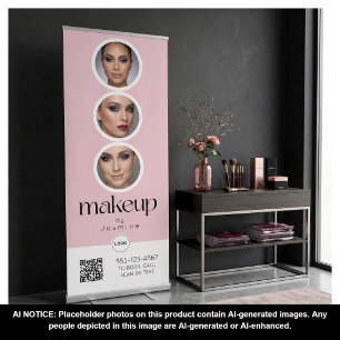 Makeup Studio QR Code Photo Collage Salon Display Retractable Banner