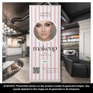 Makeup Studio QR Code Photo Collage Salon Display Retractable Banner