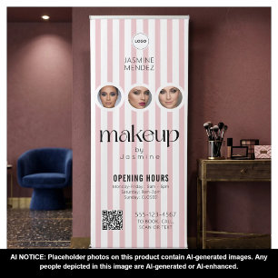 Makeup Studio QR Code Photo Collage Salon Display Retractable Banner
