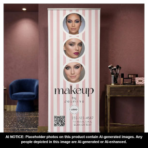 Makeup Studio QR Code Photo Collage Salon Display Retractable Banner
