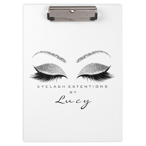 Makeup Stylist Beauty Lashes Glitter Silver White Clipboard