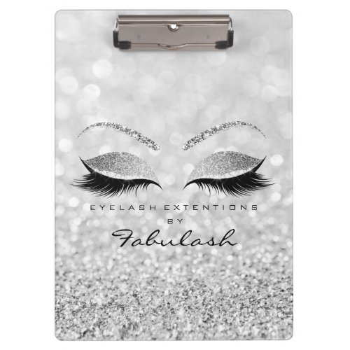 Makeup Stylist Beauty Salon Lashes Glitter Silver Clipboard