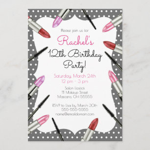 Makeup Themed Birthday Party Invitation