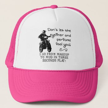 Makeup To Mud Funny Dirt Bike Motocross Ball Cap by allanGEE at Zazzle