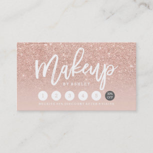 Makeup typography blush rose gold punch card