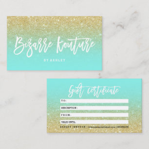 Makeup typography gold glitter teal certificate