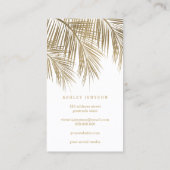 Makeup typography gold palm tree leaf white business card (Back)