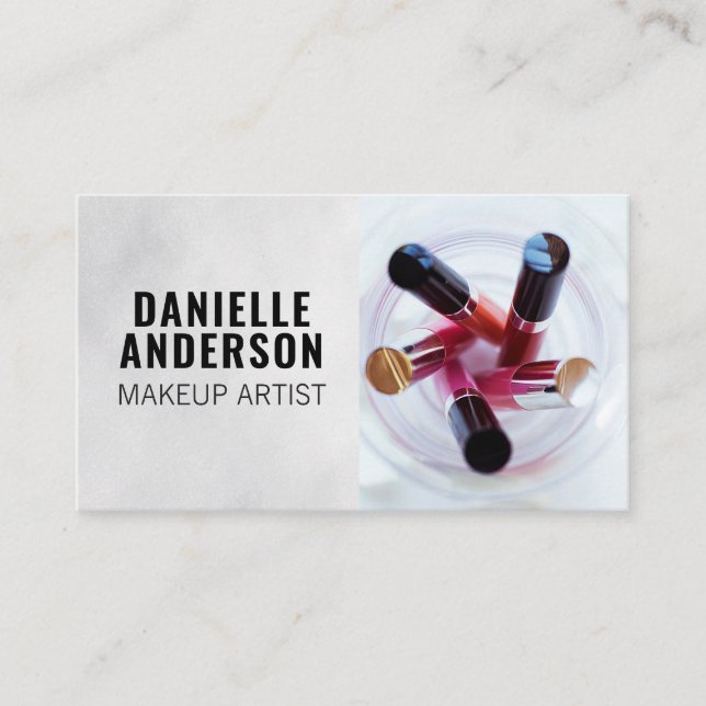 Makeup Up Lipsticks and Eyeliners Business Card (Front)