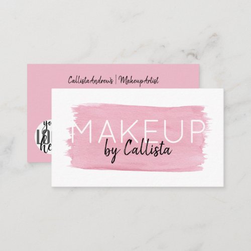 Makeup Watercolor Brushstroke Signature Script Business Card