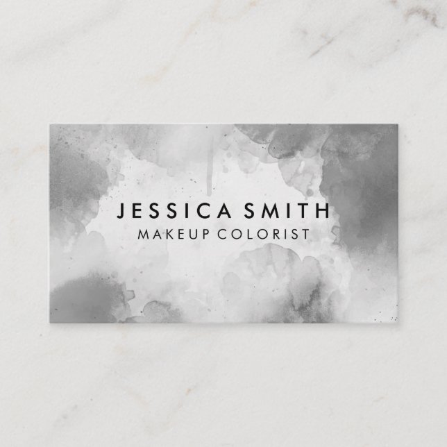 Makeup Watercolor Gray Business Card (Front)