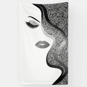 Makeup with glitter effect banner