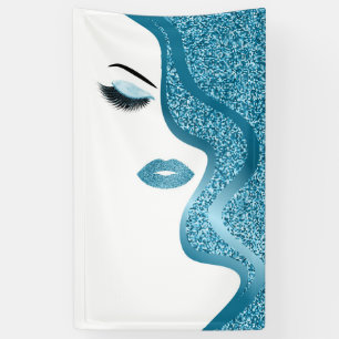 Makeup with glitter effect banner