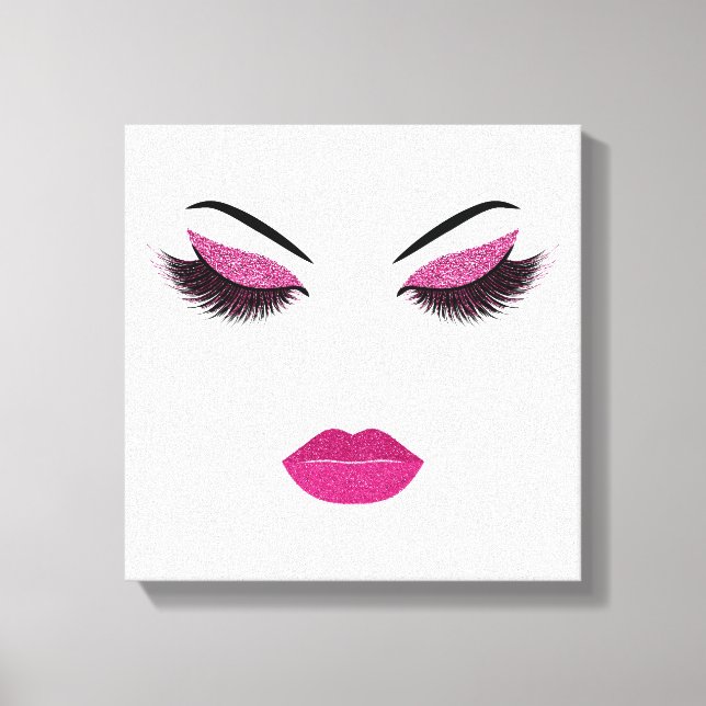 Makeup with glitter effect canvas print (Front)
