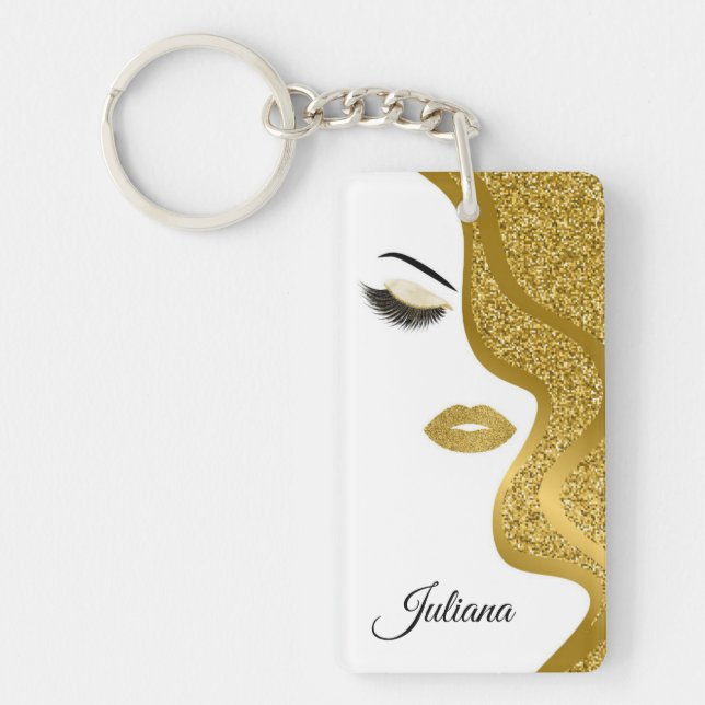 Makeup with glitter effect keychain (Front)