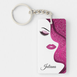 Makeup with glitter effect keychain