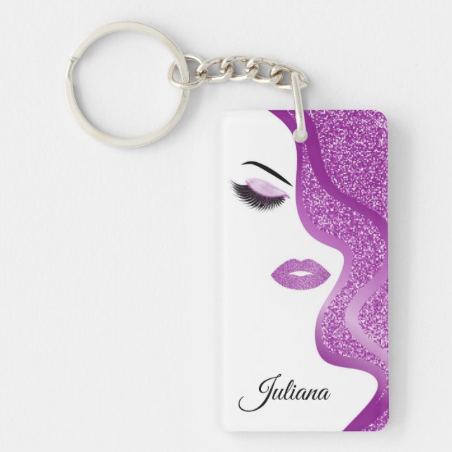 Makeup with glitter effect keychain (Front)