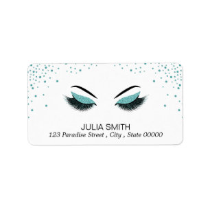Makeup with glitter effect label