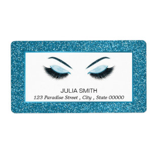 Makeup with glitter effect label