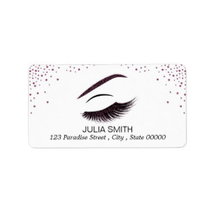 Makeup with glitter effect label