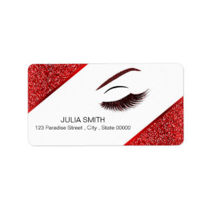 Makeup with glitter effect label