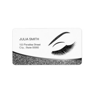 Makeup with glitter effect label