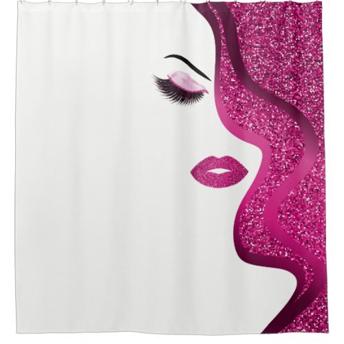 Makeup with glitter effect shower curtain