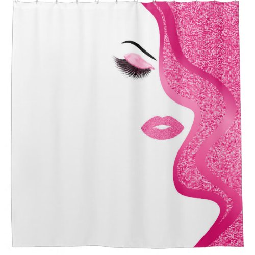 Makeup with glitter effect shower curtain