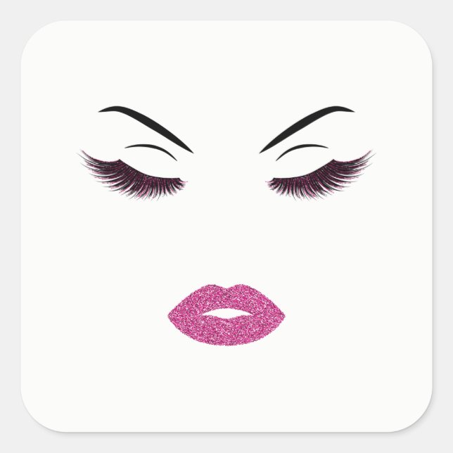 Makeup with glitter effect square sticker (Front)