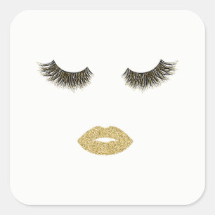 Makeup with glitter effect square sticker