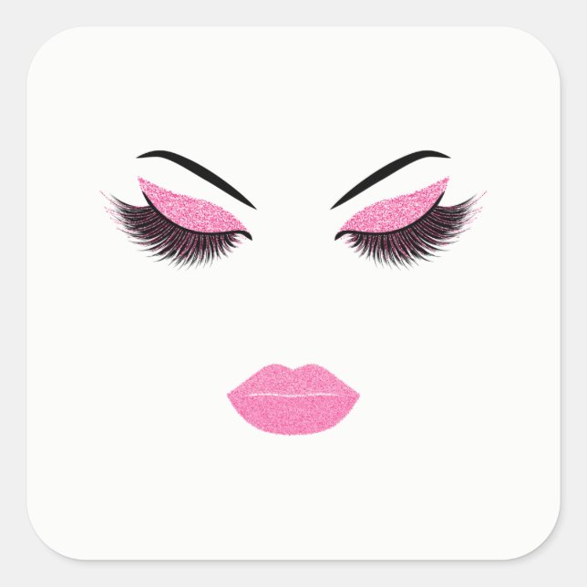 Makeup with glitter effect square sticker (Front)