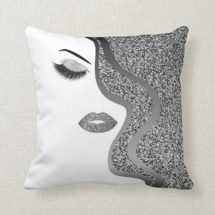 Makeup with glitter effect throw pillow