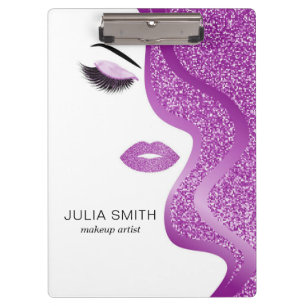 Makeup with purple glitter effect clipboard