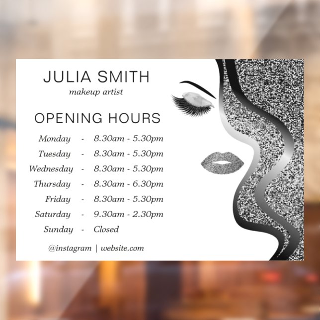 Makeup with silver glitter effect window cling (Sheet 2)