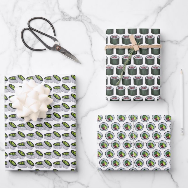 Maki Japanese Food Sushi Rolls Spicy Tuna Avocado Wrapping Paper Sheets (Front)
