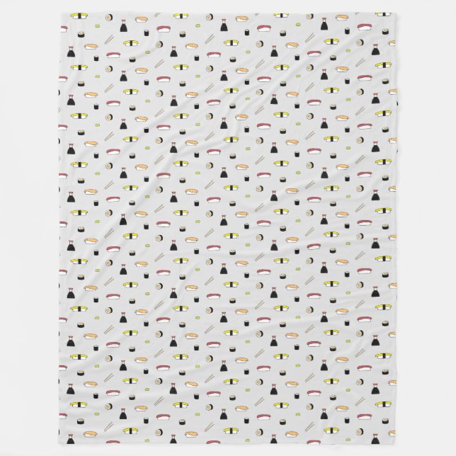 Maki Nigiri Wasabi Chopsticks Soy Sauce Sushi Set Fleece Blanket (Front)