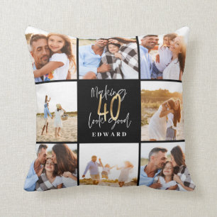 Making 0 look good gold black photo birthday throw pillow