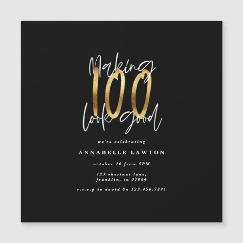 Making 100 look good gold birthday invitation