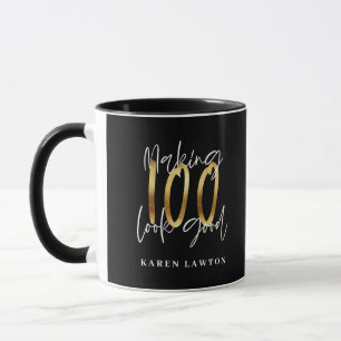Making 100 look good gold birthday invitation mug