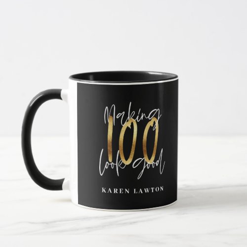 Making 100 look good gold birthday invitation  mug