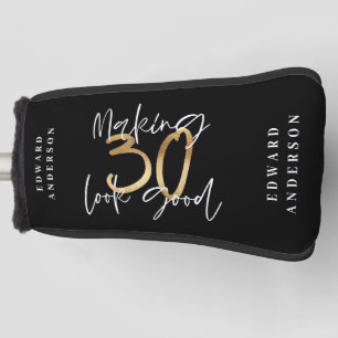 Making 30 look good gold birthday celebration golf head cover