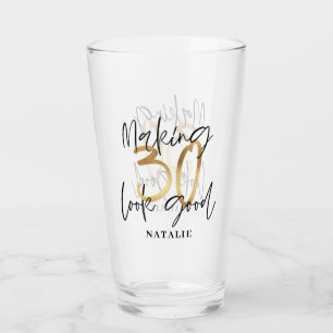 Making 30 look good gold birthday party favor glass