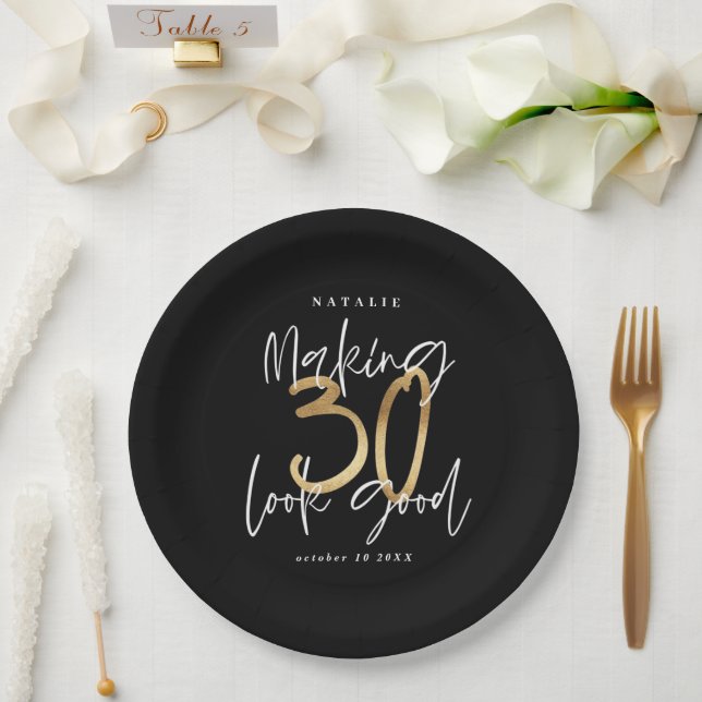 Making 30 look good gold Birthday party Paper Plates (Wedding)